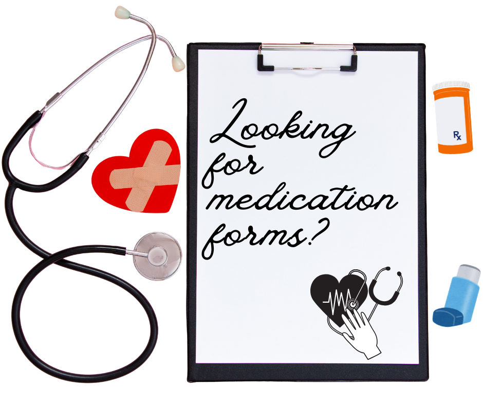 Medical supplies with the text looking for medication forms?