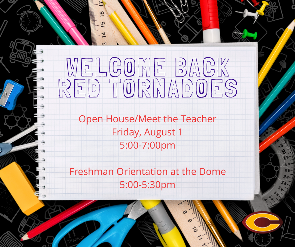 school supplies with open house Friday, August 1 from 5-7pm