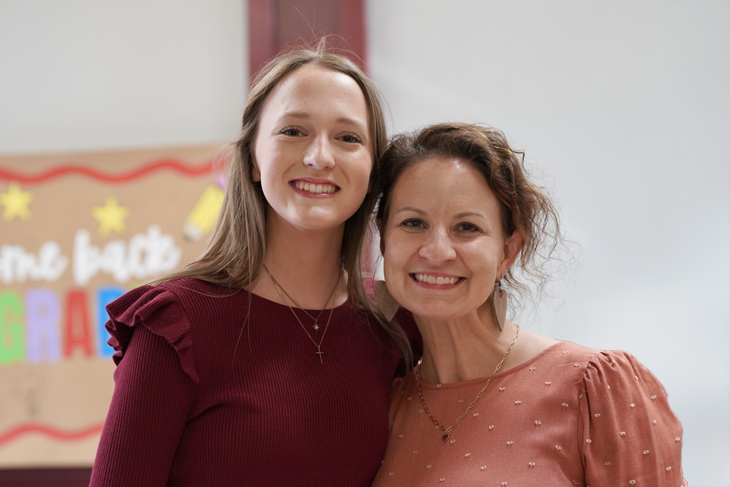Student and counselor at Meet the Teacher night