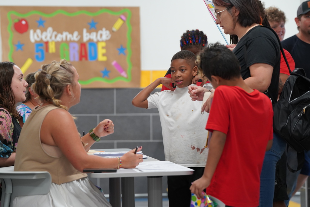 Students and families at Meet the Teacher night