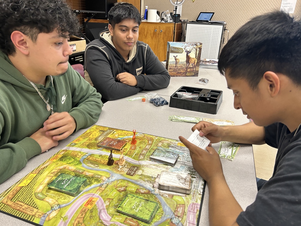 Outdoor Education students playing a board game.