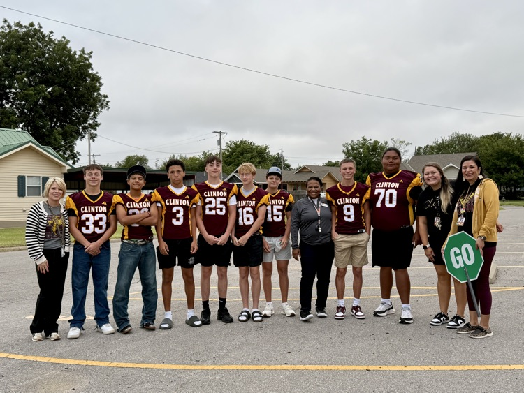 CHS Football team greeting Nance students.