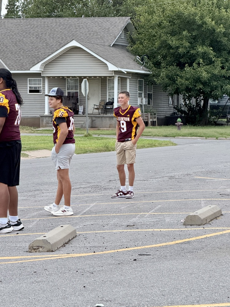 CHS Football team greeting Nance students.