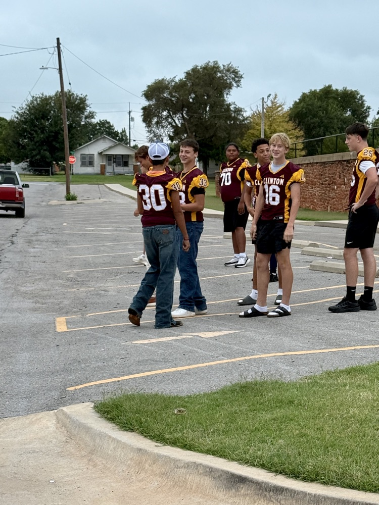 CHS Football team greeting Nance students.
