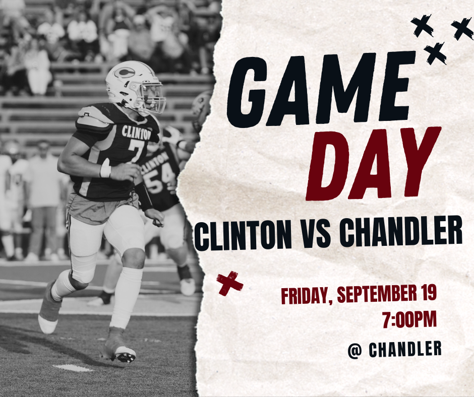 Football player with info about game day Friday, September 19 at 7pm at Chandler