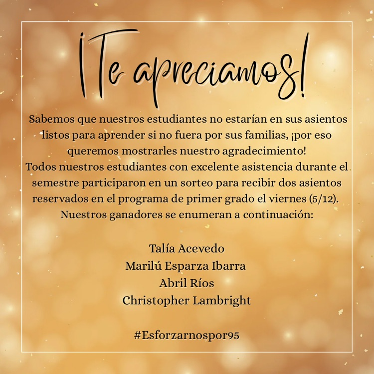 Appreciation on gold background in Spanish