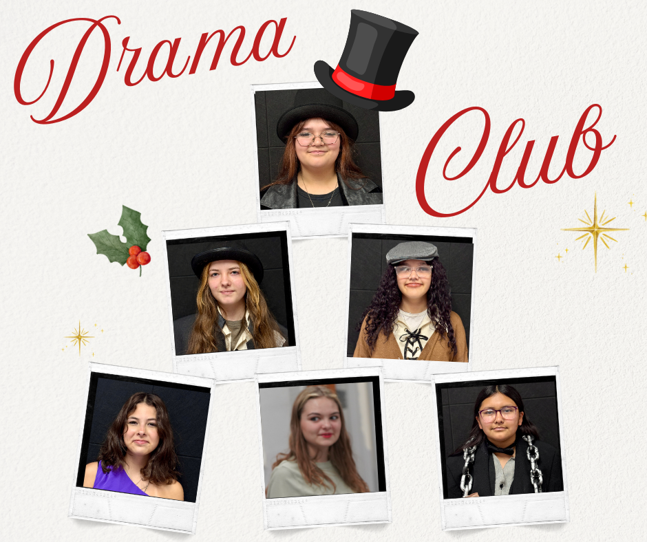 Christmas background with Drama Club pictures