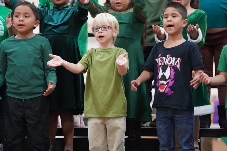 Nance students singing at their Christmas program.