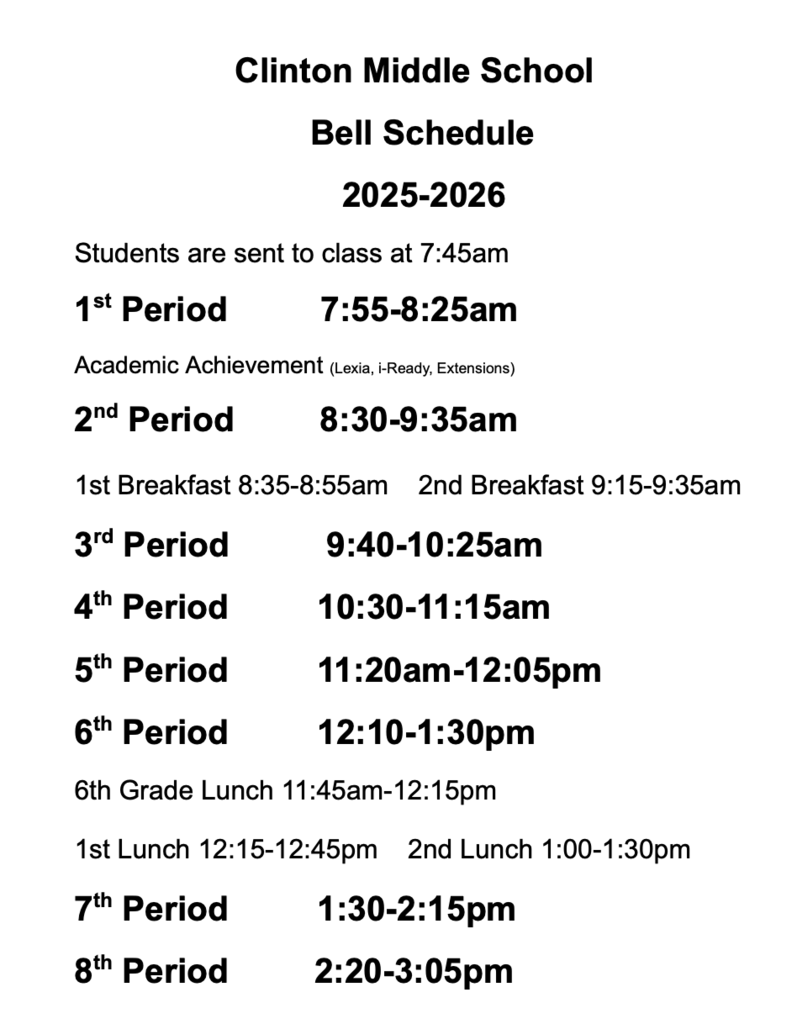 CMS 2025-26 Spring Bell Schedule