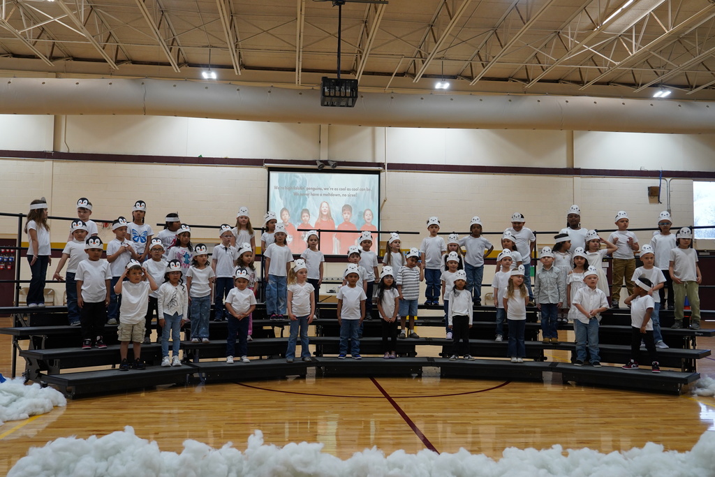 Kindergarten students on risers