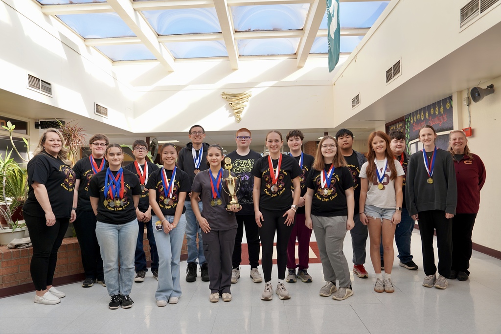 CHS Science Olympiad Team standing in the atrium