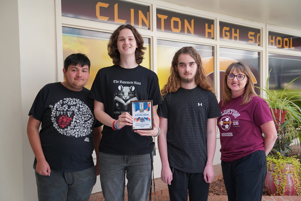 CHS Computer Science Division Winners holding award