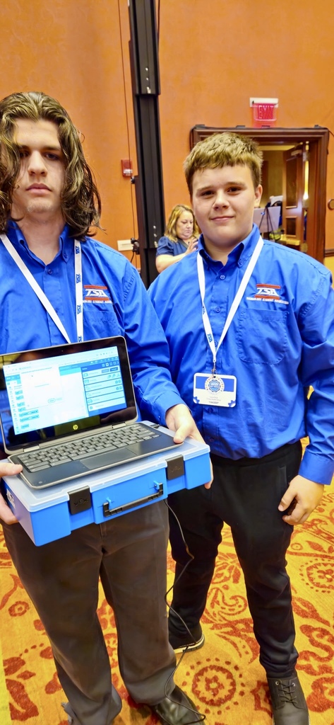 Students holding their robotics computer