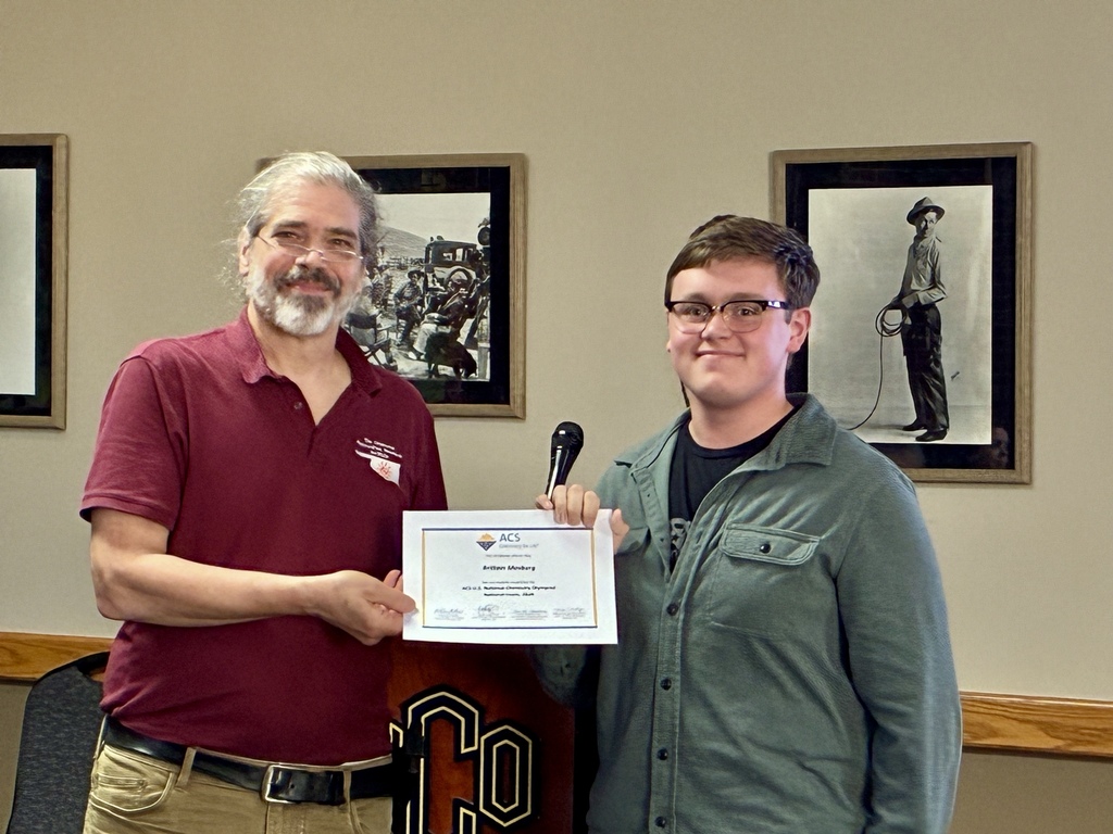 Student being presented a chemistry award