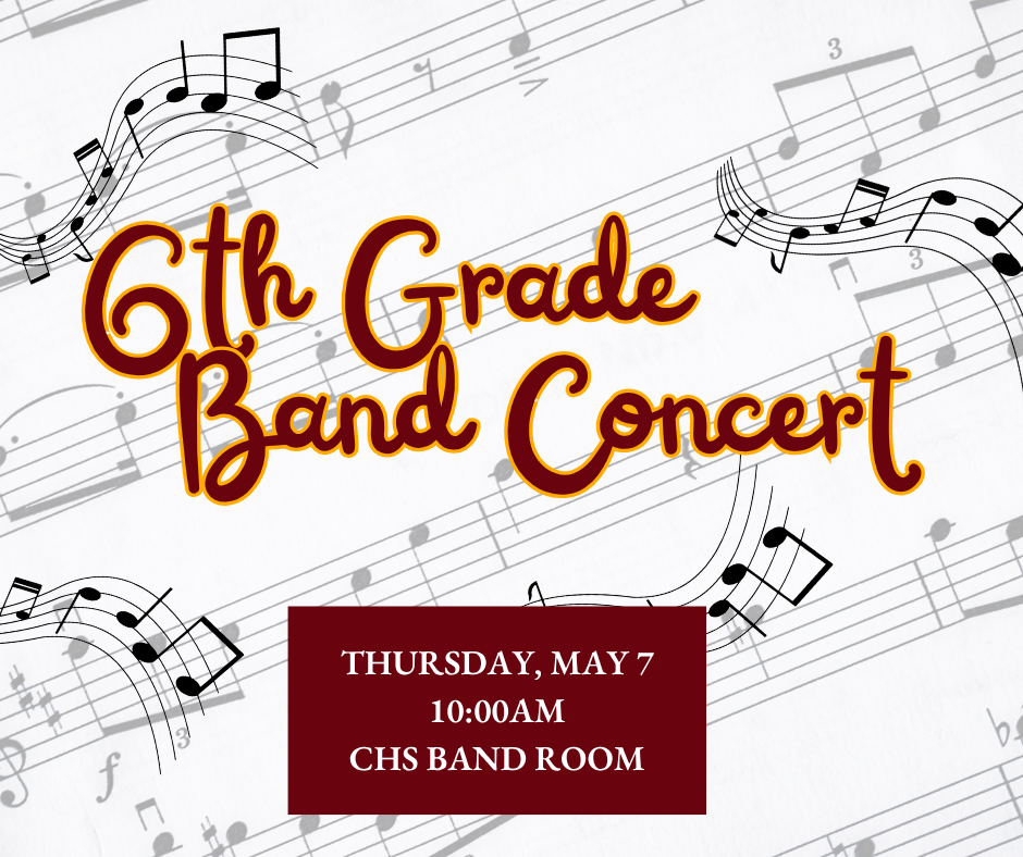 Musical notes with 6th grade band concert