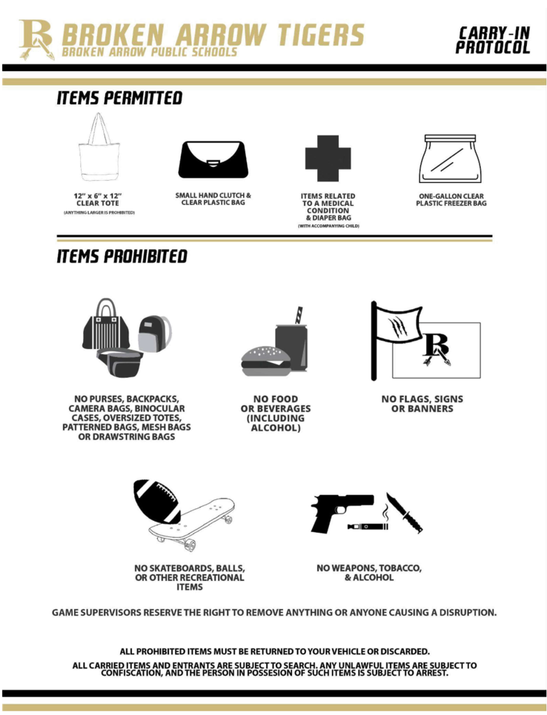 Broken Arrow Permitted and Prohibited Items