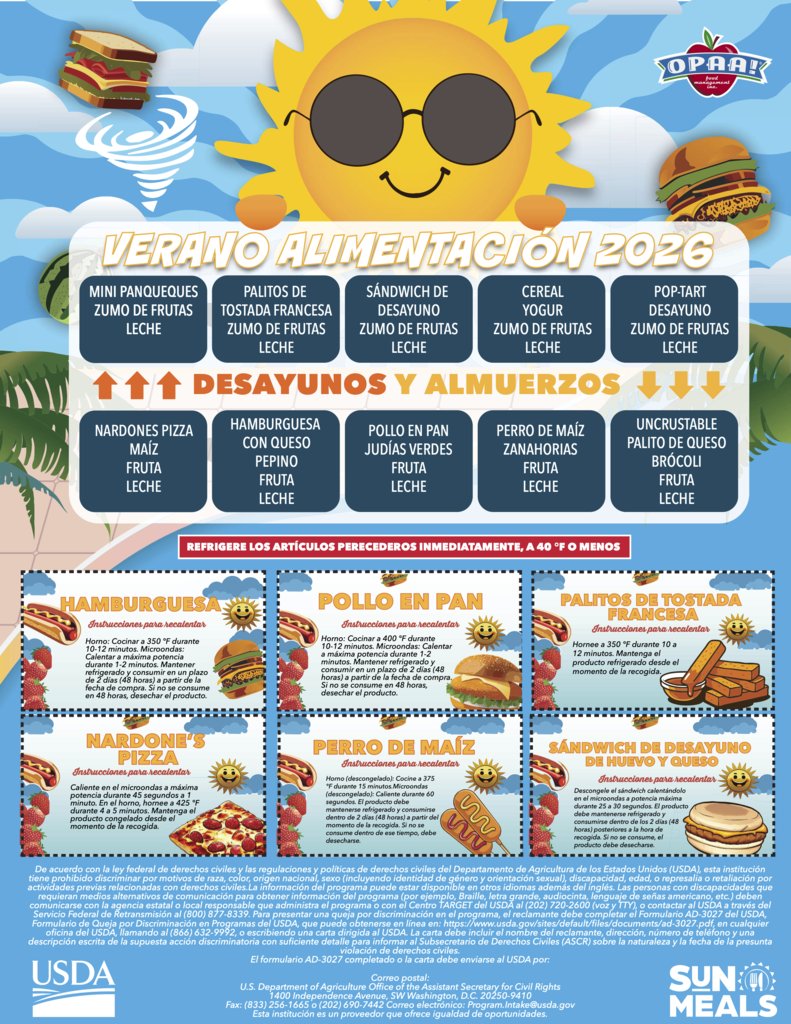 Summer Feeding Menu in Spanish
