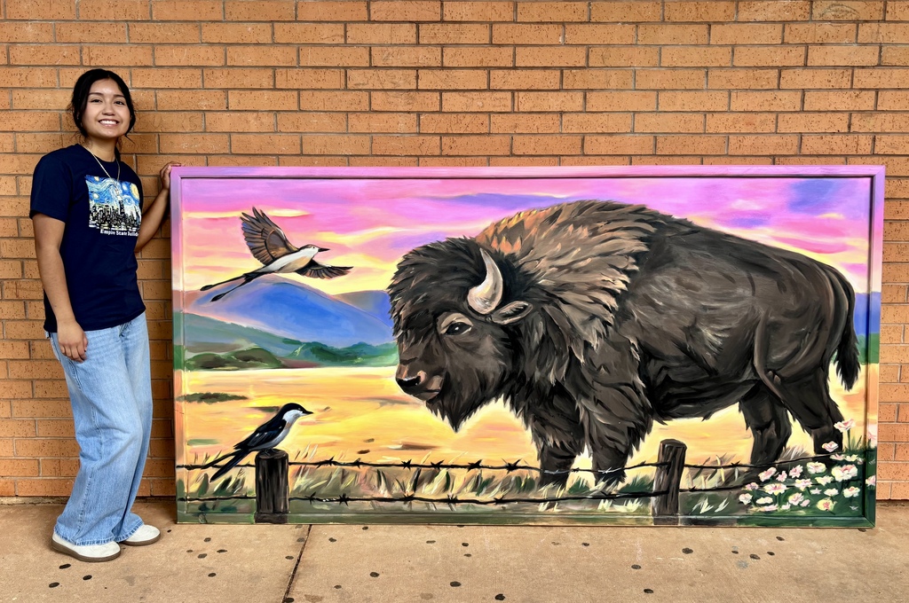 CHS Art Student with buffalo painting