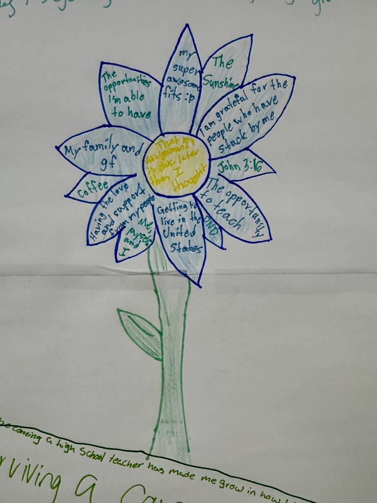 Blue flower filled with thoughts of gratitude