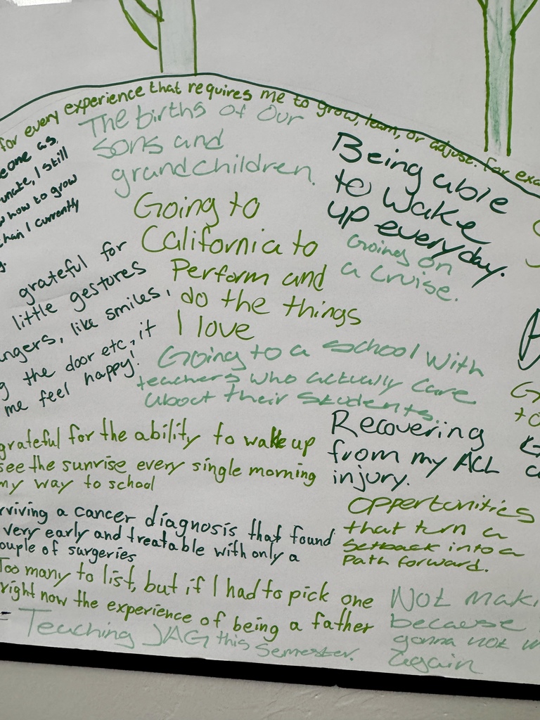 Thankful notes from students and staff