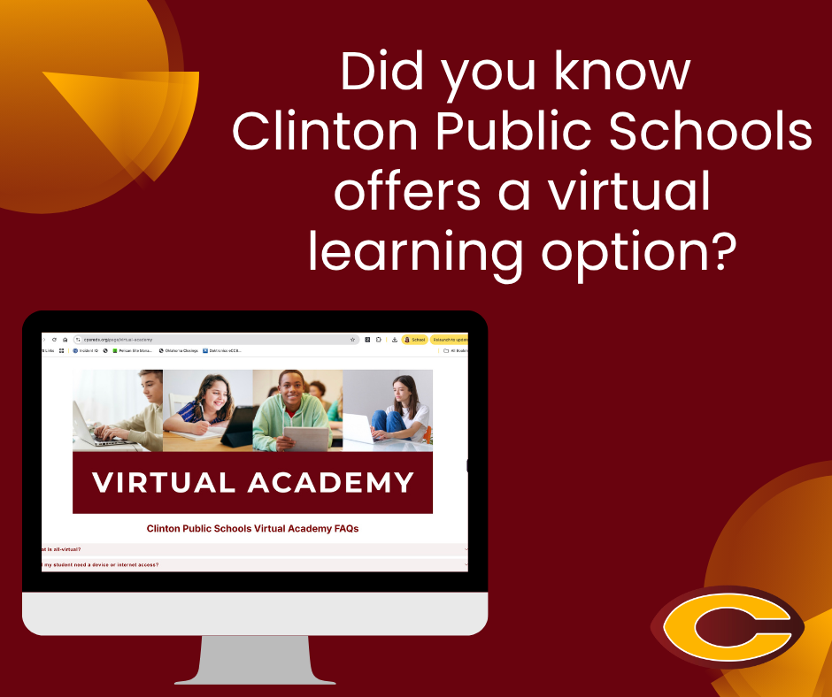 Computer screen with virtual academy information