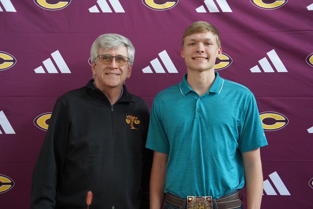 Student and teacher in commons area