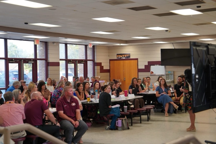 CMS and CHS teachers sitting at tables during inservice