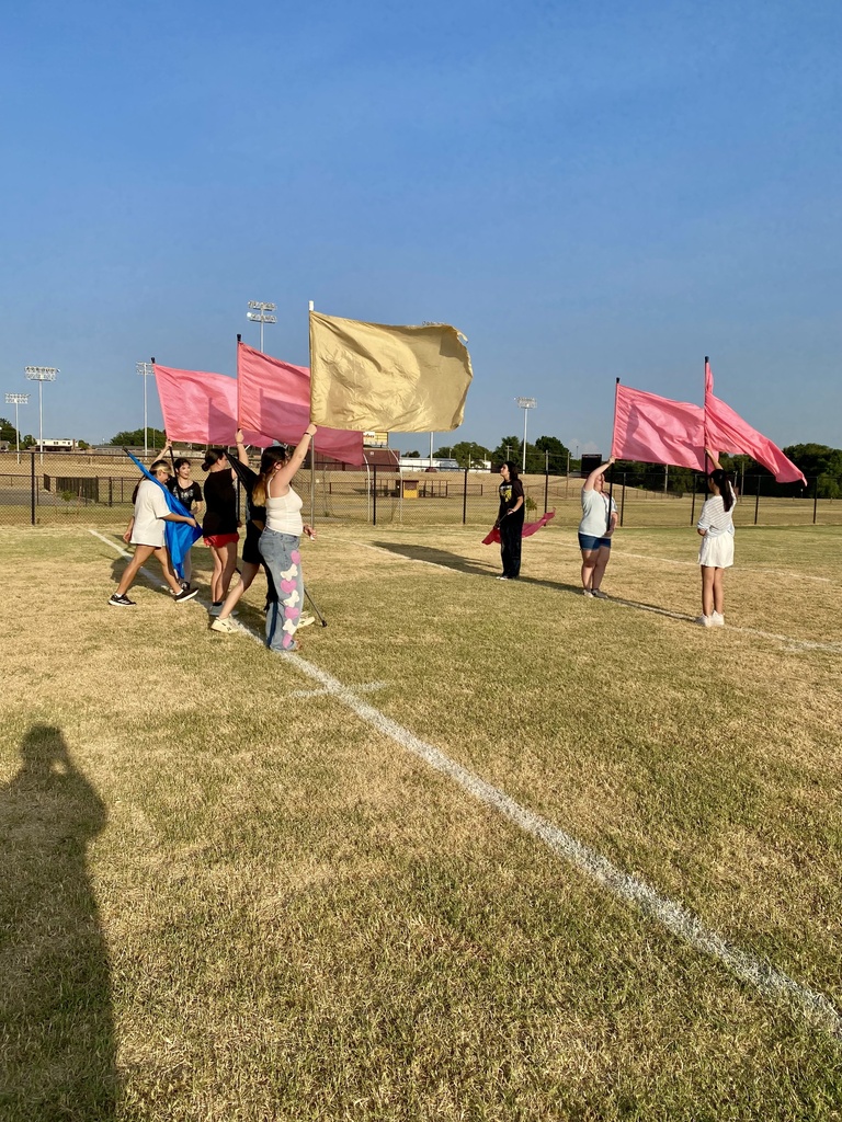 Color guard practicing at Monday night rehearsal