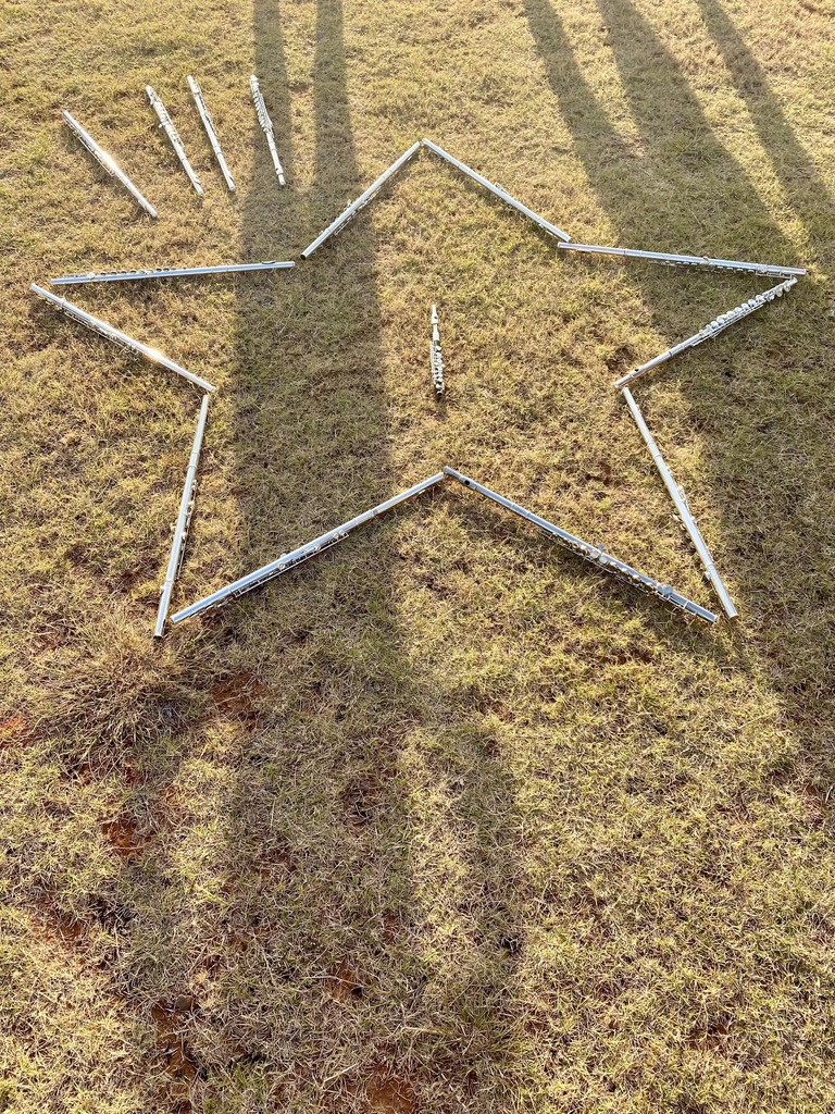 Flutes laying in a star shape