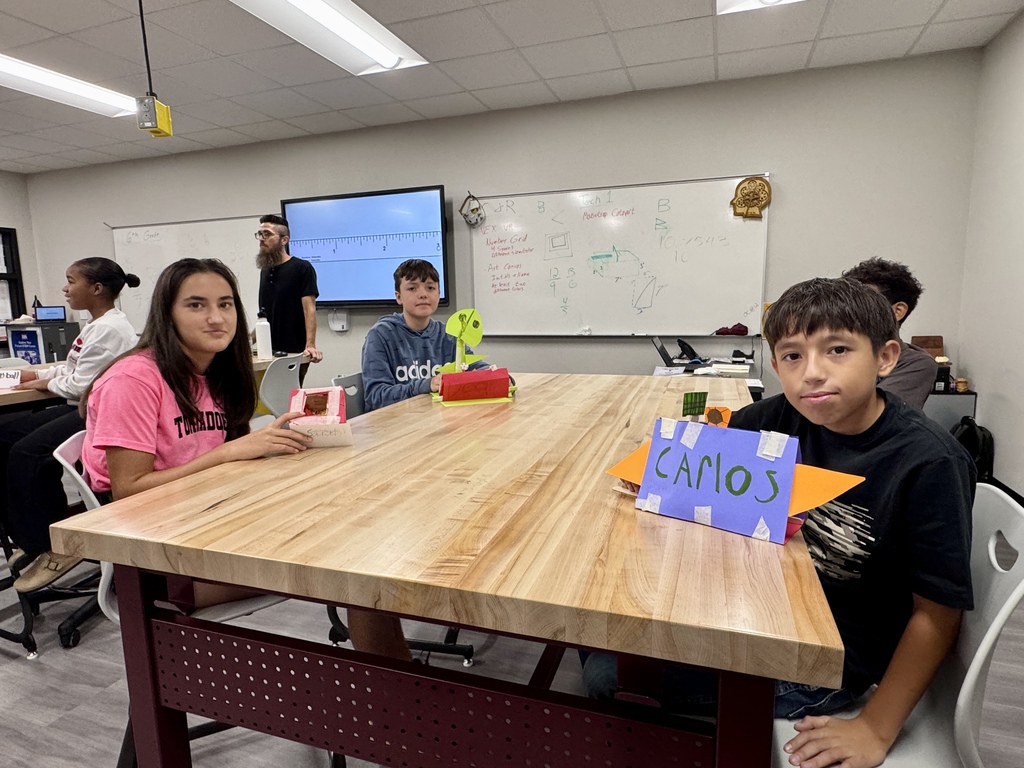 Students at CMS showing off their creative name plates