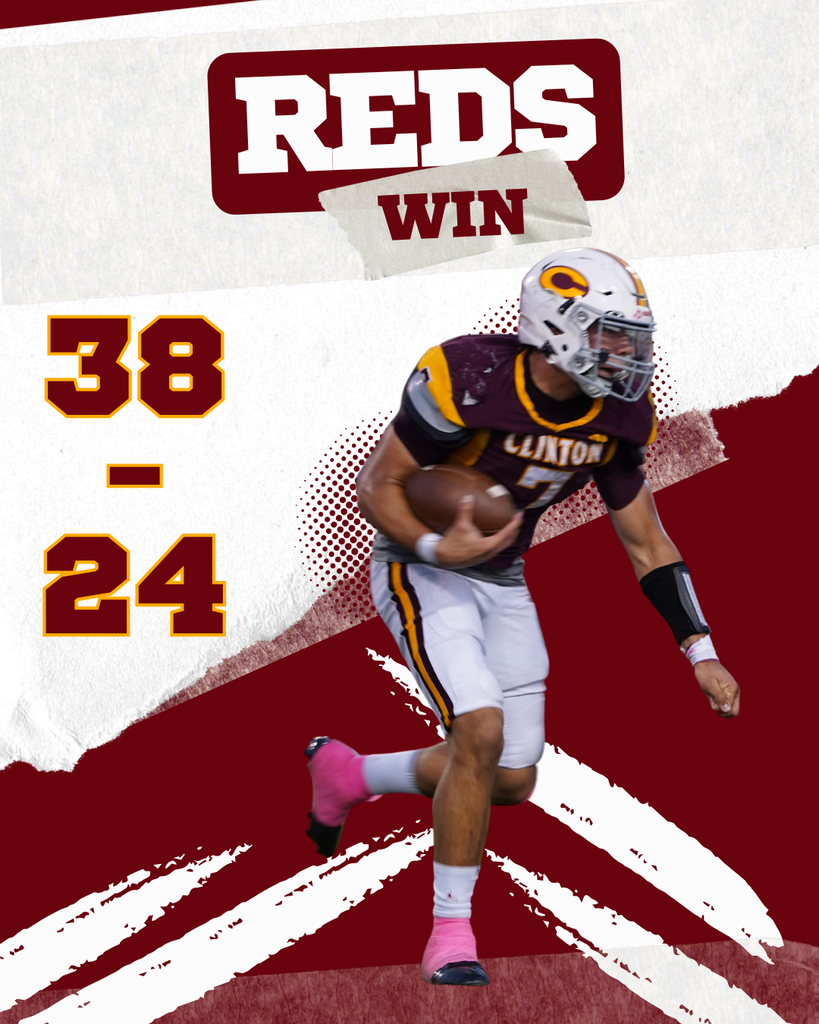 Football player with Reds winning score 38-24