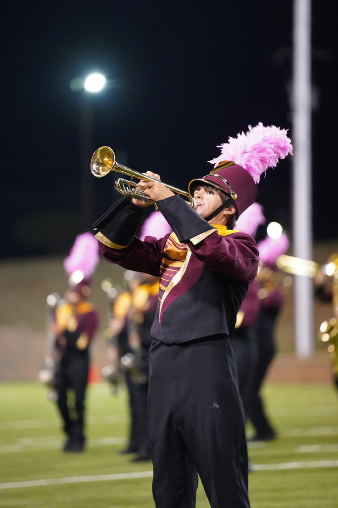 Trumpet player playing at halftime
