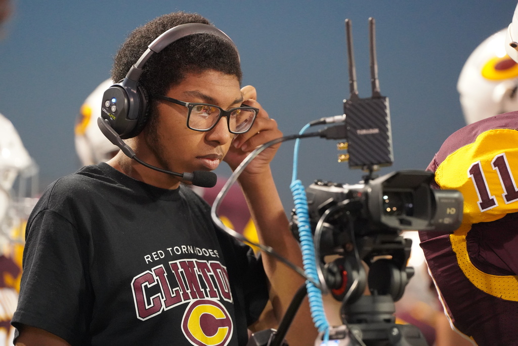 Red Tornado TV student running the camera