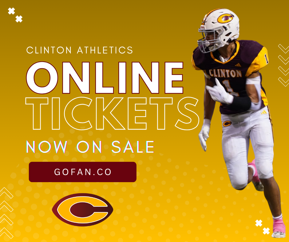 Clinton football player with online tickets now on sale text