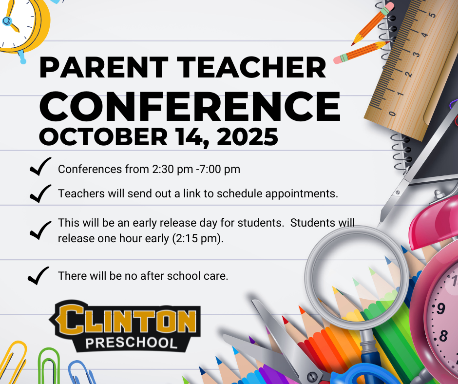graphic for parent teacher conferences with pencils and a ruler