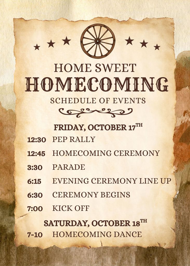 homecoming graphic rustic with a wagon wheel and stars