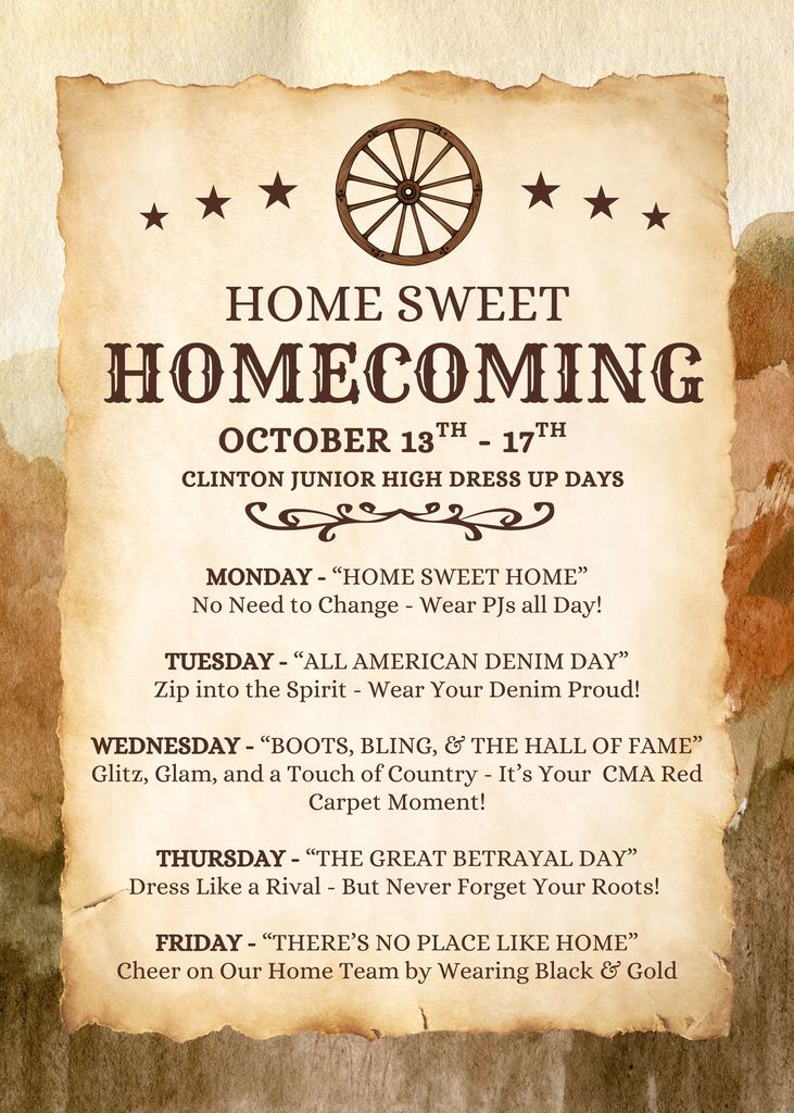 homecoming graphic rustic with a wagon wheel and stars