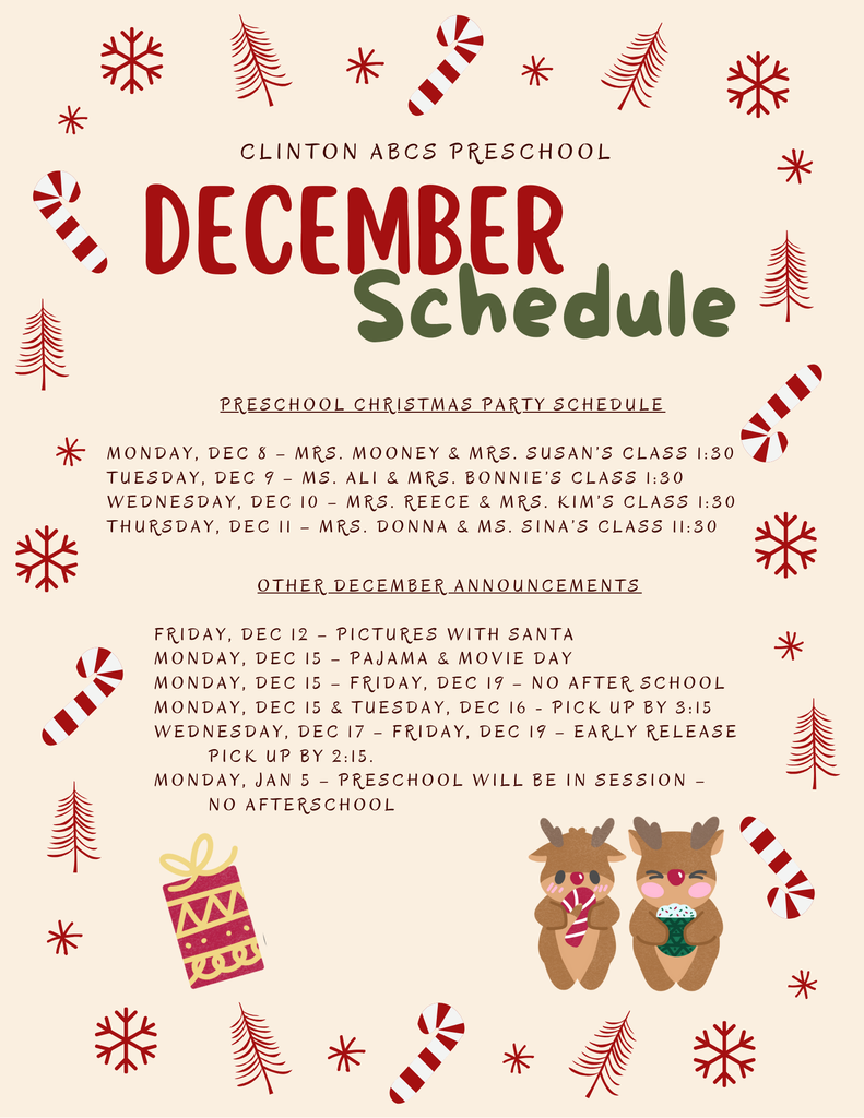 December Schedule