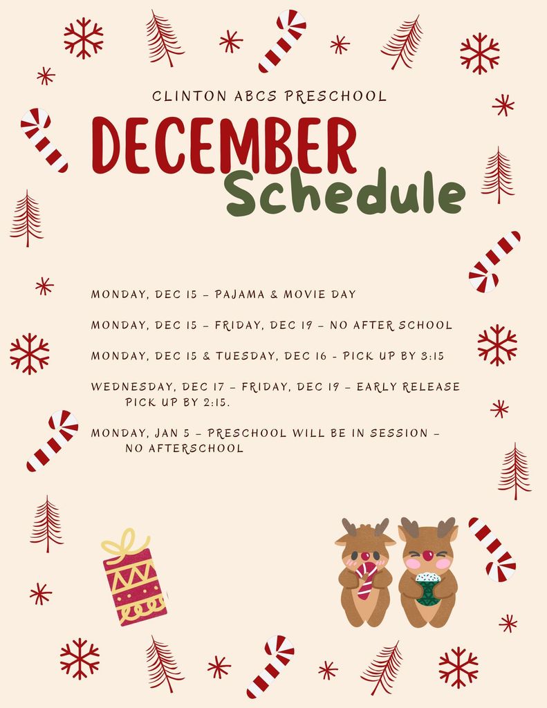 December Schedule