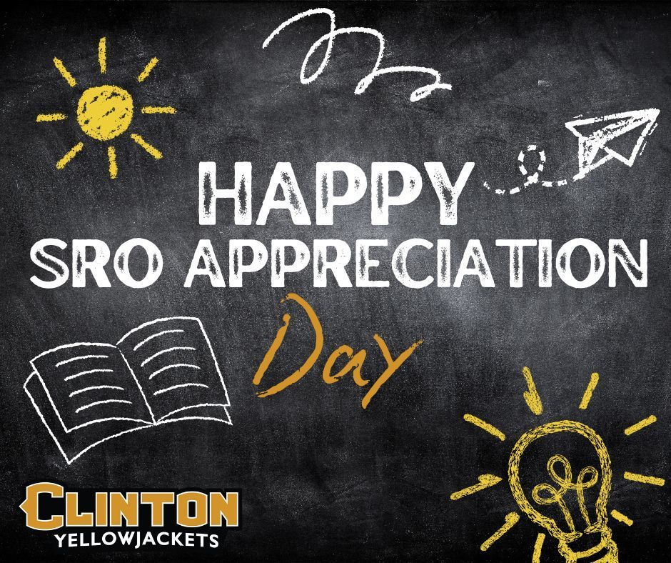 Chalkboard graphic that says happy sro appreciation day with a sun and books