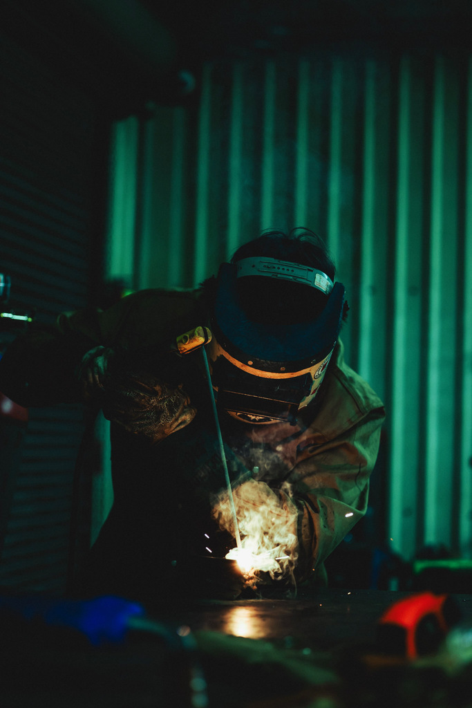 student welding