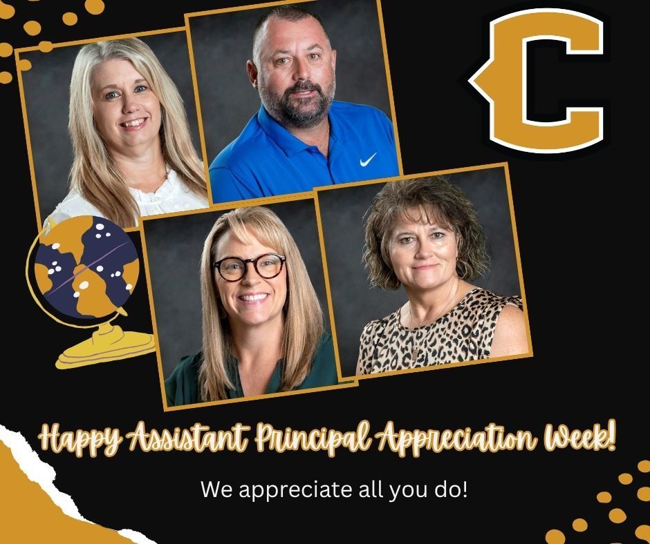 3 women and a man on a graphic about assistant principal appreciation week
