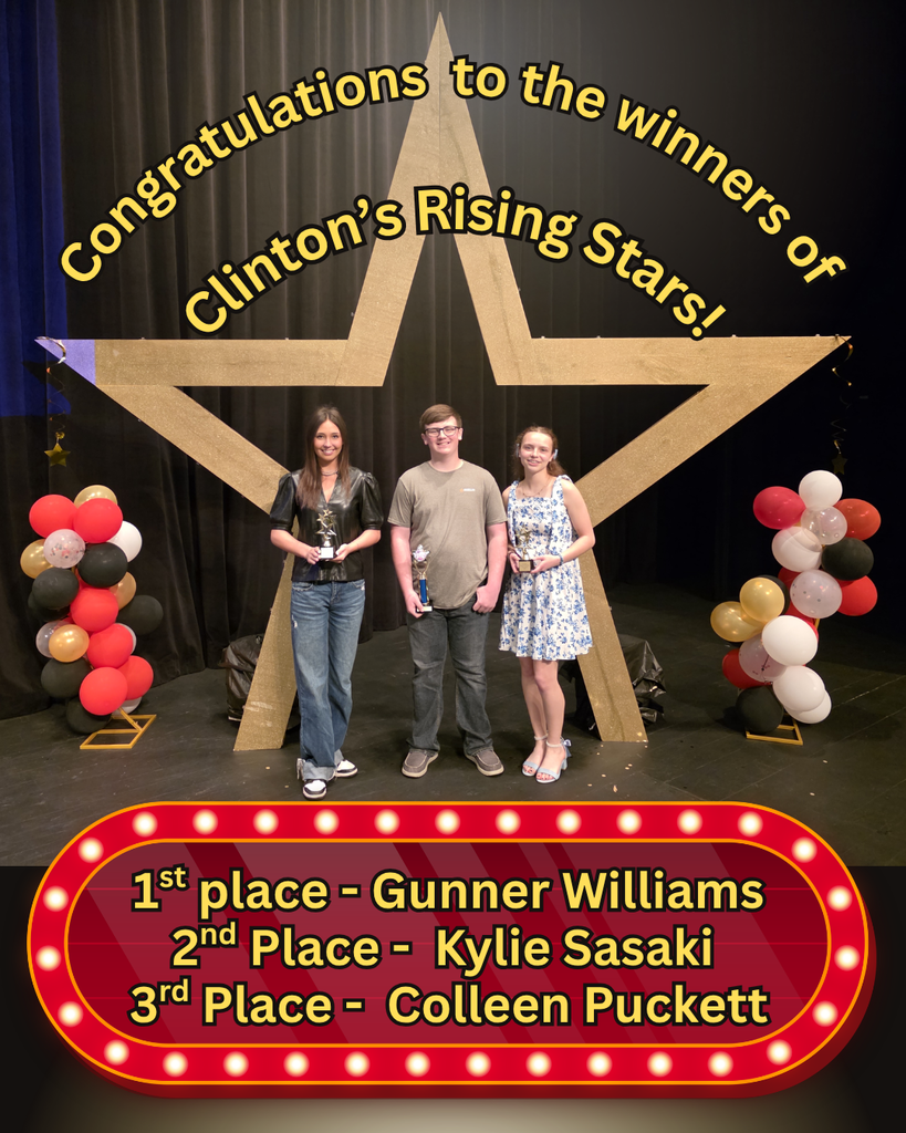 picture of winners of talent show 3 students standing under a star.