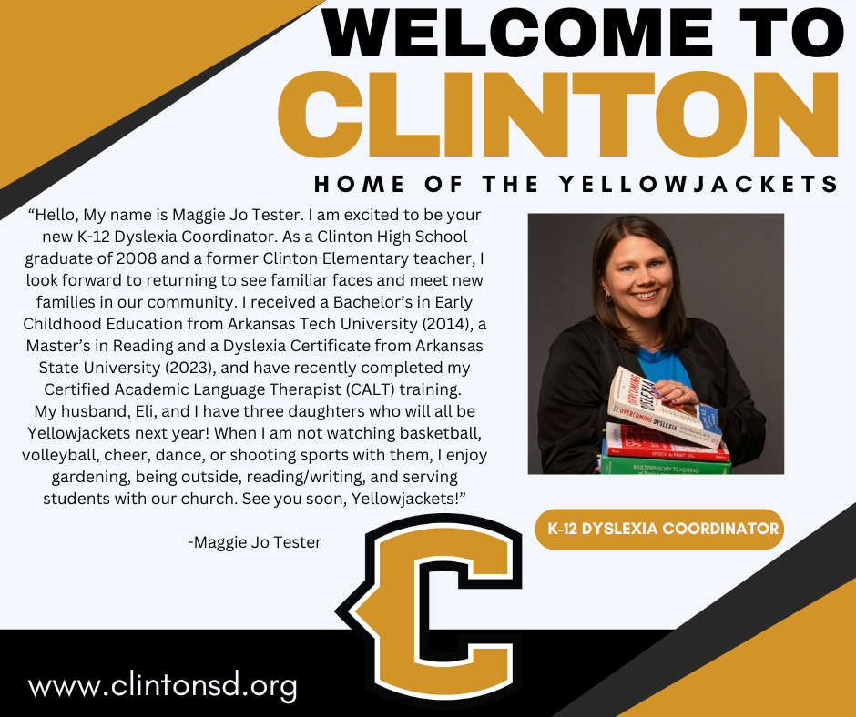 welcome to clinton graphic with a picture of a woman