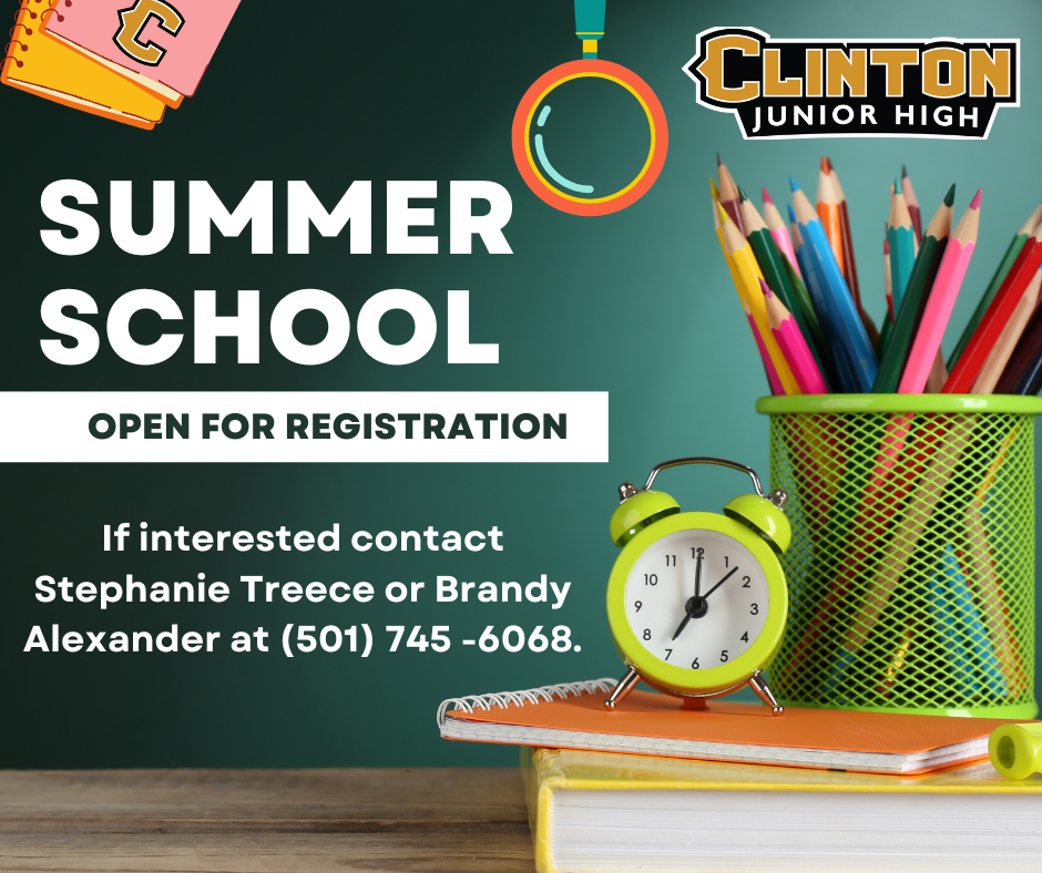 summer school graphic with pencils and a clock