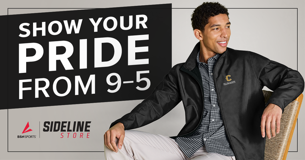 show your pride from 9-5 work wear ad with a man siting in a chair
