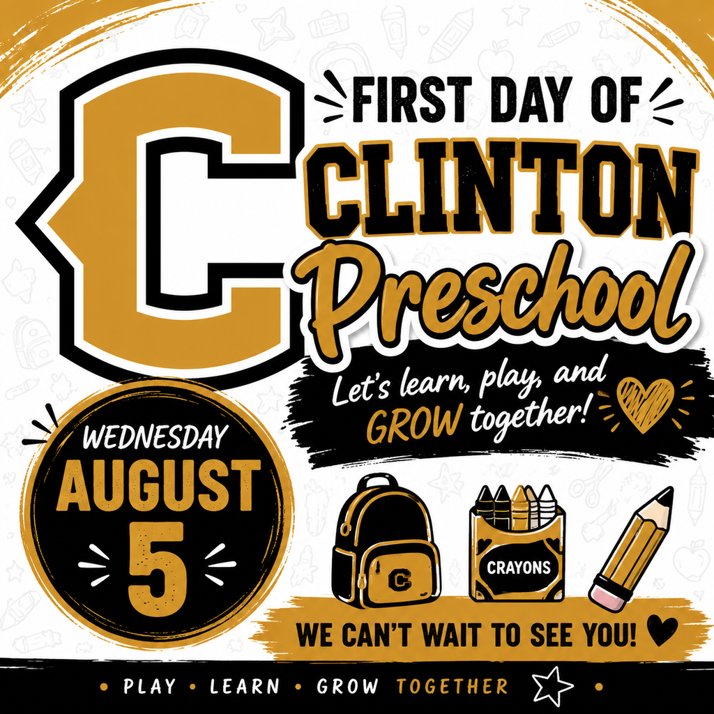 clinton preschool first day of school graphic