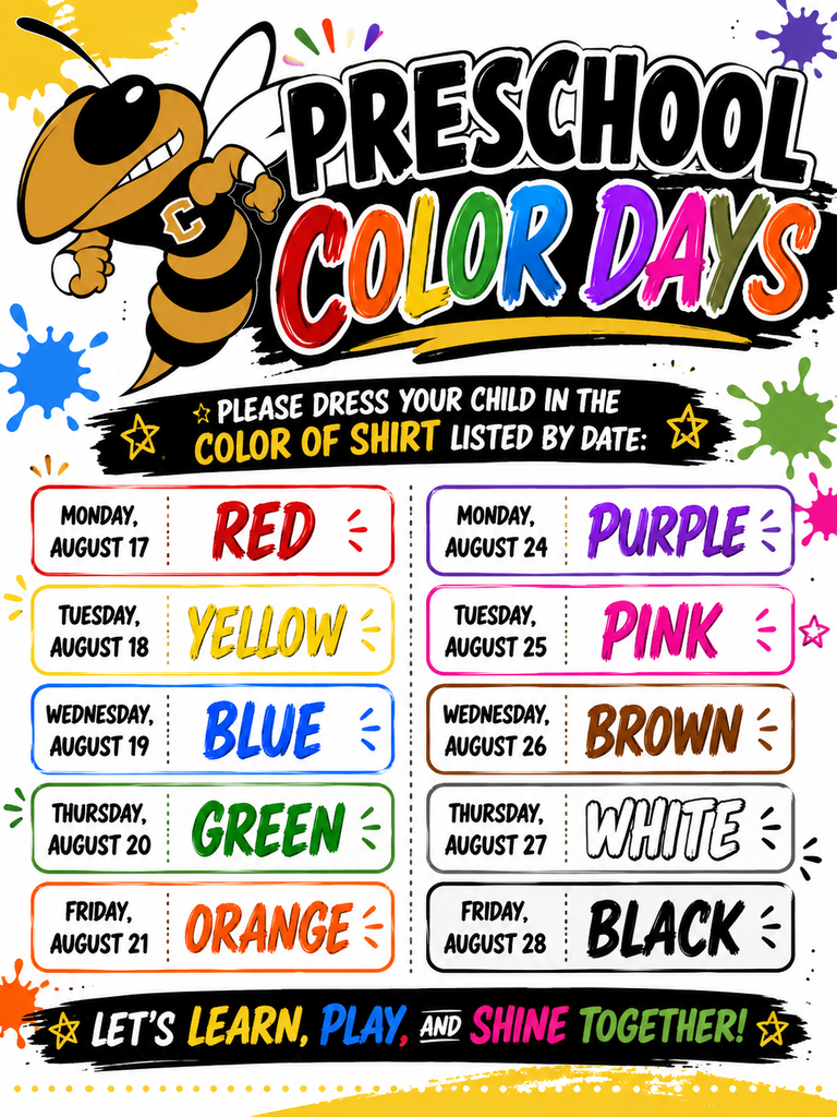 prek color days graphic
