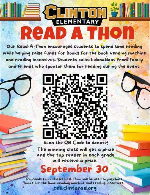 read a thon flyer with books on it