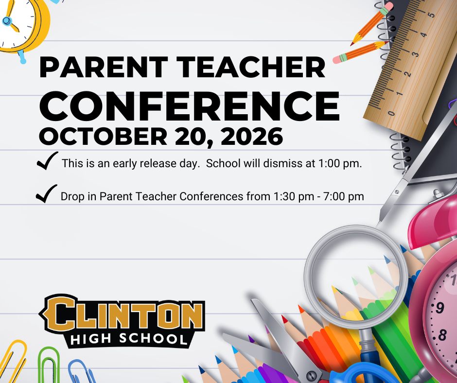 high school parent teacher conference graphic with colored pencils